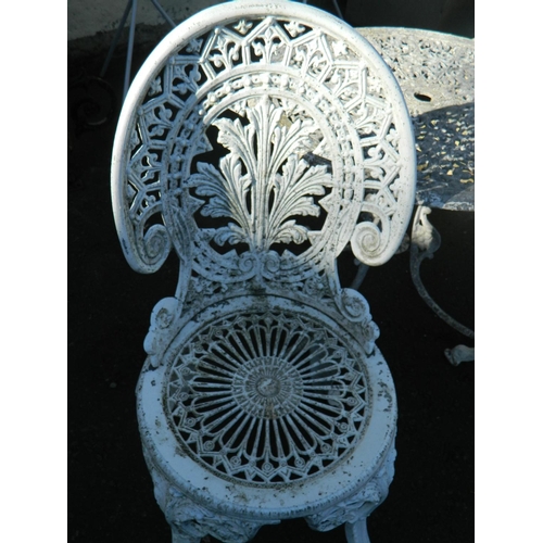 146 - Wrought iron style garden table shabby-chic style and 2 chairs