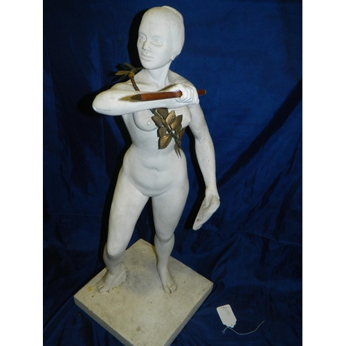 25 - 'Gesso' figurine with spear 80cm tall