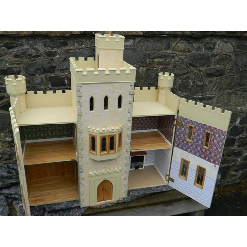 33 - Scottish baronial style dolls house complete with William Morris wallpaper