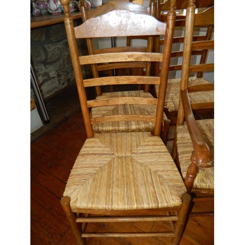 51 - Bespoke handmade 4 Farmhouse chairs and 2 carvers (match lot 50)