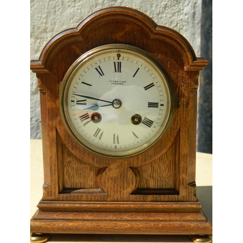 1 - Ritchie & Co Edinburgh oak cased mantle clock