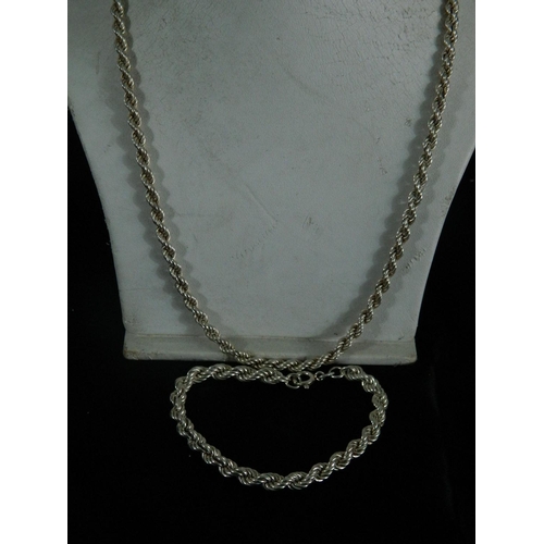 104 - Silver neck chain and bracelet