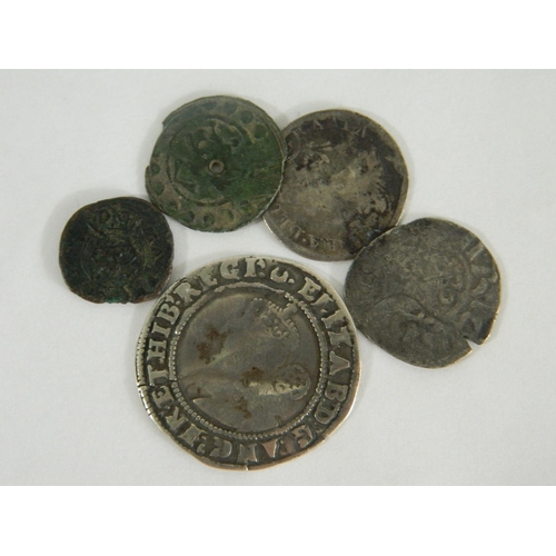 111 - Selection of 5 coins to include English Henry III (1216-1272) hammered silver voided short cross pen... 