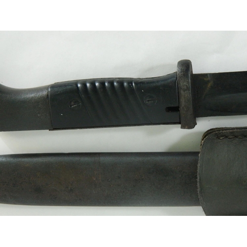 114 - German S84/98 seitengewehr knife bayonet with blued steel blade, ricasso stamed 6936a 41crs with sca... 