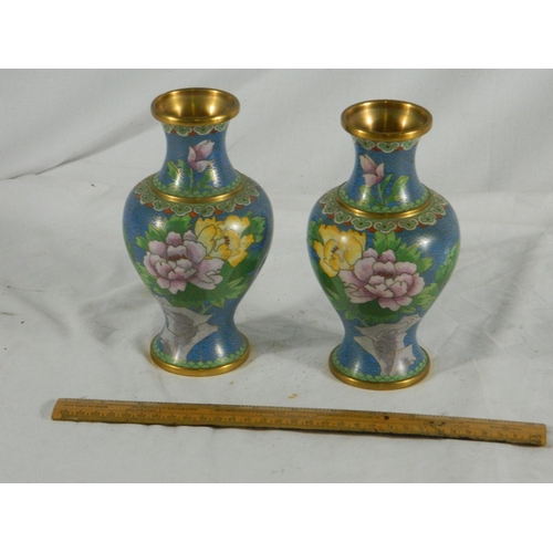 12 - Pair of Cloisonne vases