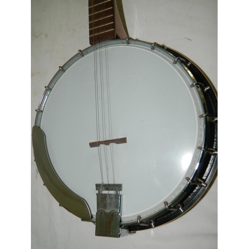 135 - EKO banjo with inlaid design. Made in Italy. 1 string missing