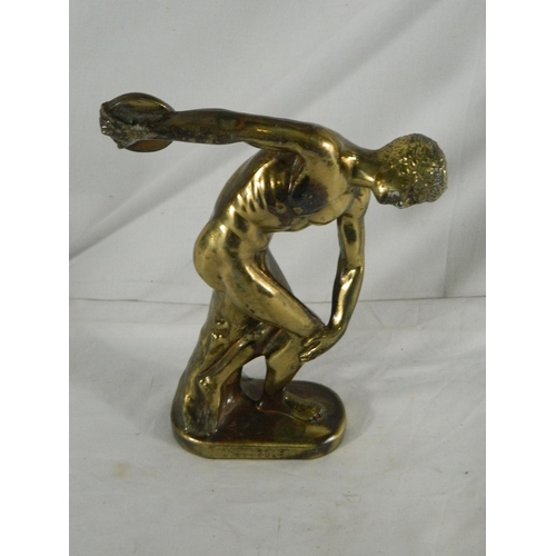 51 - Brass figure styled in a Greek discus thrower