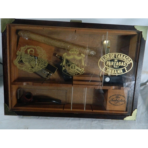 53 - Cigar display case and contents