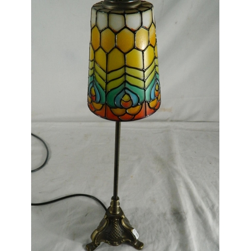 59 - Brass lamp with Tiffany style lamp shade