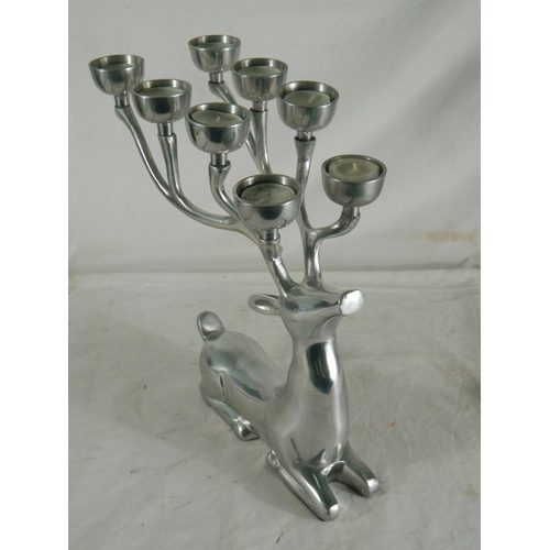 62 - Chromed 8 candle stag candle holder