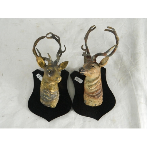 91 - 2 Metal effect stag wallmounts