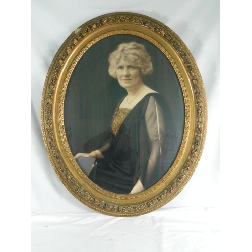 98 - Large gilt framed oval portait of a lady 100 x 80 cm