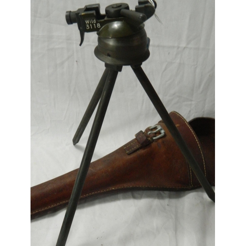 110 - Swiss Wild of Heerbrugg field tripod numbered 3117 in leather case