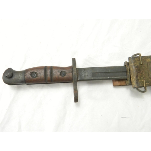 112 - USA M1917 sword bayonet having fullered blade with ricasso stamped US 1913 7 17 (July 1917) and wood... 