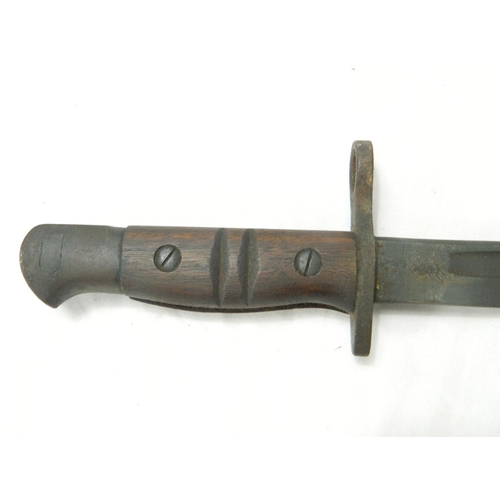 112 - USA M1917 sword bayonet having fullered blade with ricasso stamped US 1913 7 17 (July 1917) and wood... 