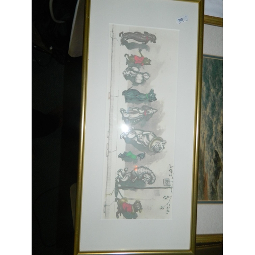 179 - Winston Churchhill print,and 2 watercolours