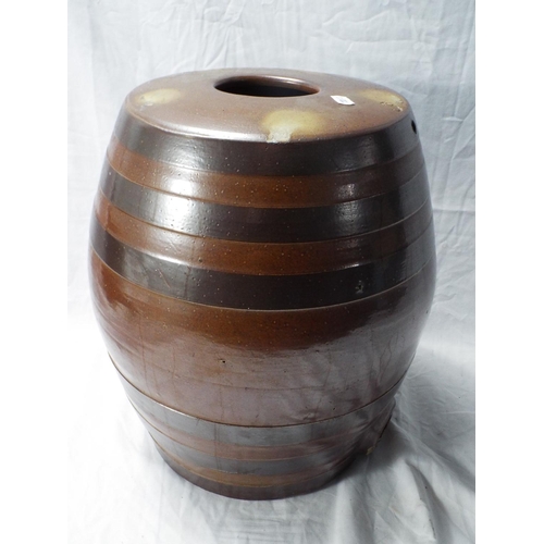 226 - Terracotta barrell style planter [some chips]