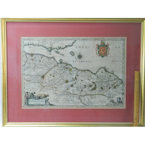 230 - Framed map of Lothian & Edinburgh