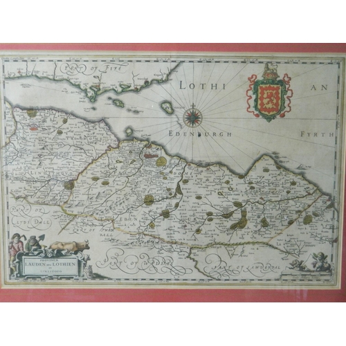 230 - Framed map of Lothian & Edinburgh