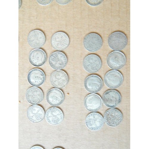 320 - Over 120 silver pre 1919 threepences, Georgian & Victorian