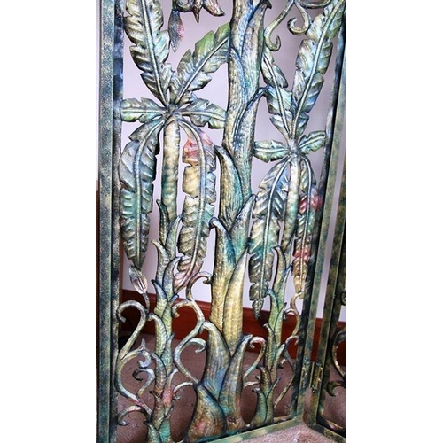 54 - Bespoke Art Designer Caribbean-made metal folding room screen