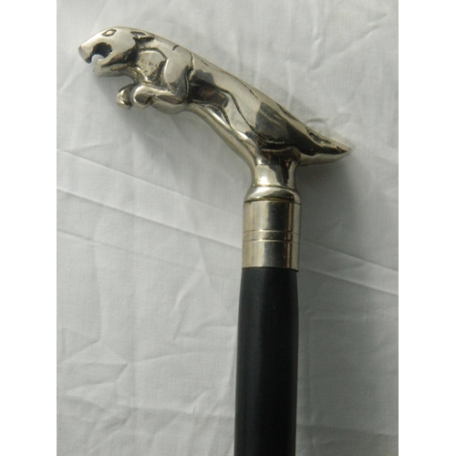 75 - White metal jaguar topped walking stick