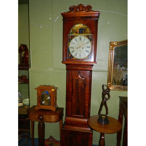 77 - Thos Marshall of Motherwell Grandfather clock with date and second dials and painted figures face wi... 