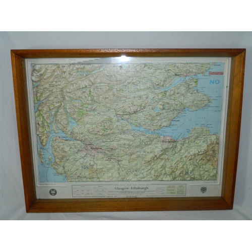 79 - Unusual 3D Central Scotland framed map