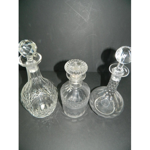 86 - 3 cut glass decanters