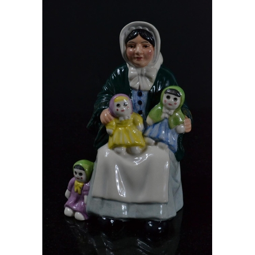 1008 - Two Royal Doulton Miniature Street vendors figures, 'Balloon Man' HN5089 (approx 11cm high) and 'Rag... 