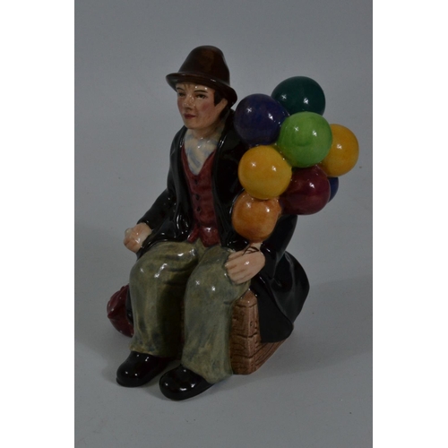 1008 - Two Royal Doulton Miniature Street vendors figures, 'Balloon Man' HN5089 (approx 11cm high) and 'Rag... 