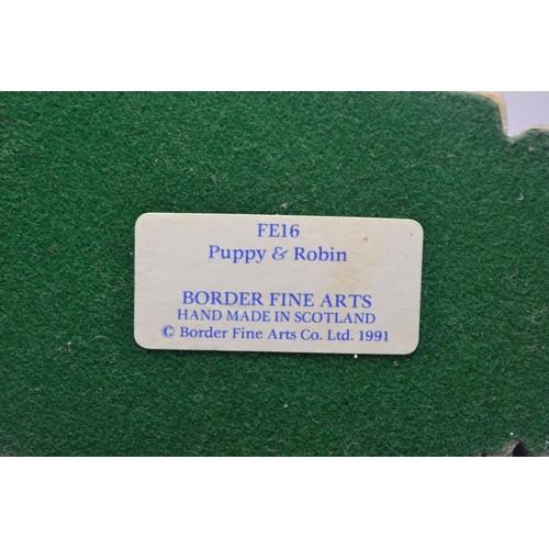 1068 - Two Border Fine Art model 'Puppy and Robin' FE16 by Ayres (slight damage to tail) and a A. WALL 'Col... 