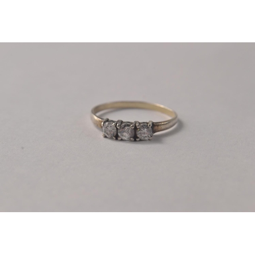 107J - 925 stamped ring set with 3 clear stones