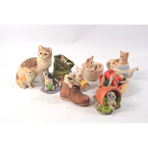 1096 - Collection of Border Fine Arts cat models (8) and a mouse model (1)