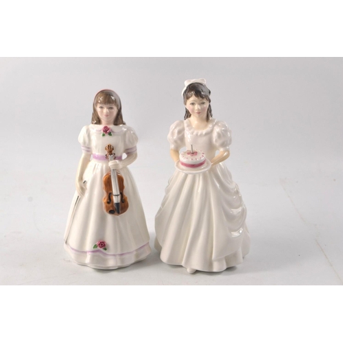 1105 - Two Royal Doulton 'Birthday Girl' HN3423 1992 figurine approx 16cm tall (damage to candle) and 'Firs... 