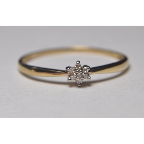 148K - 2 375 stamped diamond set rings - 1 wish bone and 1 floral (size P)