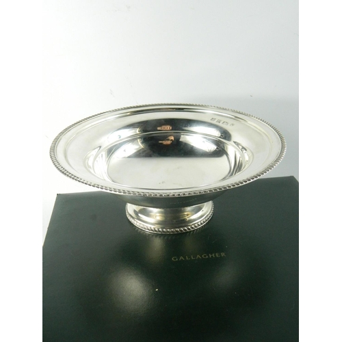 160 - GALLAGHER hallmarked silver bowl in presentation case. With Barker Ellis Silver co maker mark. Dated... 