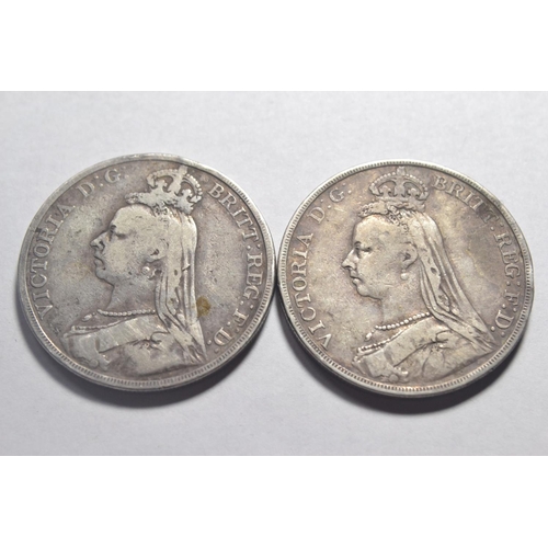 170 - Two Victorian silver crown 1889 and 1890 in fair condition