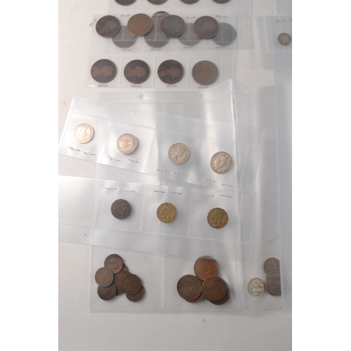 176 - Selection of British coins to include Victorian pennies, half pennies, three pences, 2 shillings and... 