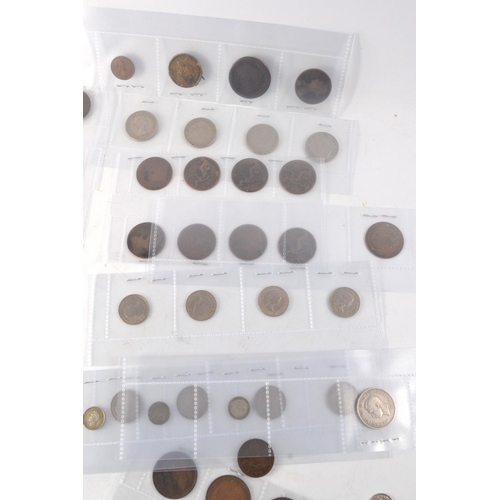 176 - Selection of British coins to include Victorian pennies, half pennies, three pences, 2 shillings and... 