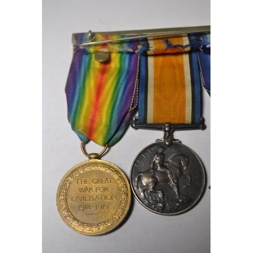 177 - Bar of three medals to include 1914/15 star medal for Private R.L.Turnbull stamped 12958, British wa... 