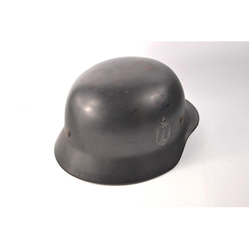 183 - WW11 single decal steel M40 Helmet with SS single decal with 'Otto Muller' stencilled to inside. 
ma... 