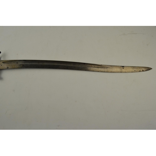 189 - British 1856/58 pattern sword bayonet having fullered yataghan blade with ricasso bearing helmeted K... 