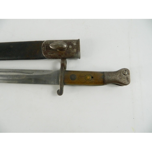 189A - WWI 8th Royal Scots Regimental bayonet with scabbard which belongs to Captain A.Watts. Blade length:... 