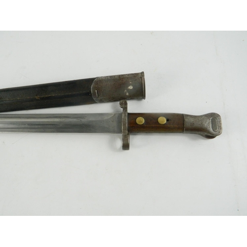 189A - WWI 8th Royal Scots Regimental bayonet with scabbard which belongs to Captain A.Watts. Blade length:... 