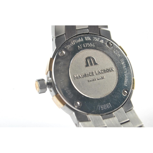 200 - Maurice Lacroix 18ct on steel watch with white face and roman numeral dial. Serial: AF47554 79861