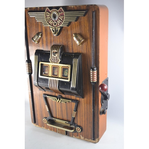 210B - A BEROMAT late 40s early 50s wall box penny slot machine (one arm bandit style) (BEROMAT GLOCKE) 3 r... 