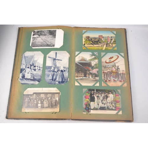 211 - Circa 1920's postcard album with mainly Indian scenes. Approx 33 pages of postcards