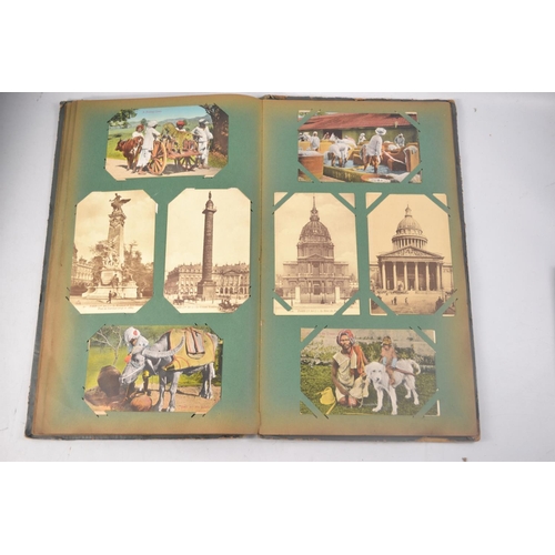 211 - Circa 1920's postcard album with mainly Indian scenes. Approx 33 pages of postcards