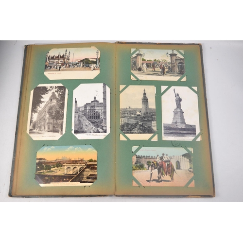 211 - Circa 1920's postcard album with mainly Indian scenes. Approx 33 pages of postcards